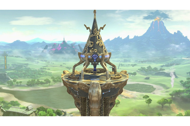 『ゼルダの伝説 BotW』の冒険が蘇る！ 『スマブラSP』見晴らし抜群の「始まりの塔」ステージ─試合を見つめる“あの人物”も 画像