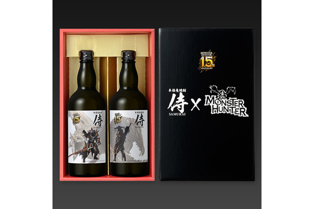 『モンハン』15周年を記念した本格麦焼酎「侍」がイオン限定で発売決定！ 画像