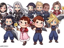 ペコちゃんが、クラウドやエアリスの姿に! 不二家×『FF7 エバークライシス』コラボの描き下ろしイラストがクセになる可愛さ 画像