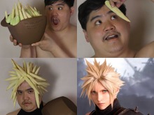ヤングコーンで『FF7』クラウドのツンツンヘアーを再現…まさかの素材からキャラに変身する“ローコスト”コスプレイヤーの投稿に公式も反応 画像