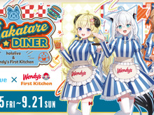 ホロライブ・白上フブキら3名が「ウェンディーズ・ファーストキッチン」の制服に身を包む!コラボ開催中、グッズがDMM通販にて予約販売実施 画像