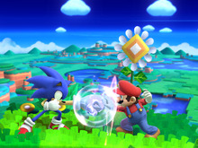 『大乱闘スマッシュブラザーズ for Wii U』に『ソニック ロストワールド』のステージ登場 ― 特徴ある風景をバックにマリオとソニックが戦う画像が公開 画像