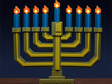 8bit風のスタンドランプ「8-Bit Light-Up Menorah」が素敵！2Dゲームに出てきそうなロウソク型 画像