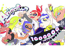 『スプラトゥーン』フォロワー100万人突破!記念イラストではイカ達がハイタッチで祝福 画像
