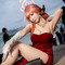 【コスプレ】脇チラと美脚にグッとくる！『ブルアカ』陸八魔アルの赤ドレス姿はシルエットがセクシーすぎた【写真8枚】