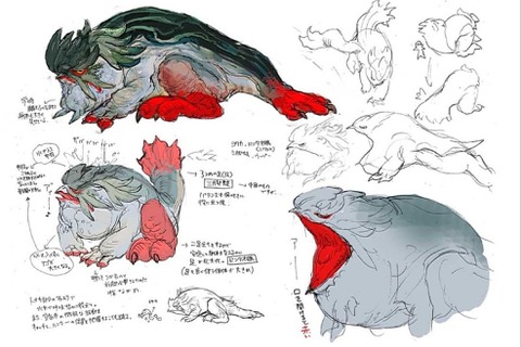 『モンハンライズ』「ヨツミワドウ」のエラには意外な機能が!? 可愛い“ドヤ顔”や日光浴姿など、公式インスタのラフ画・設定画をチェック 画像