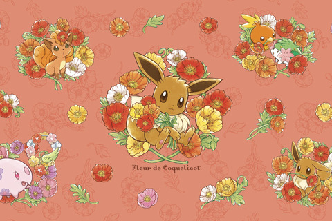 『ポケモン』華やかなイーブイたちにキュン！ポピーの花をあしらった新グッズ「Fleur de Coquelicot」が3月25日より発売 画像