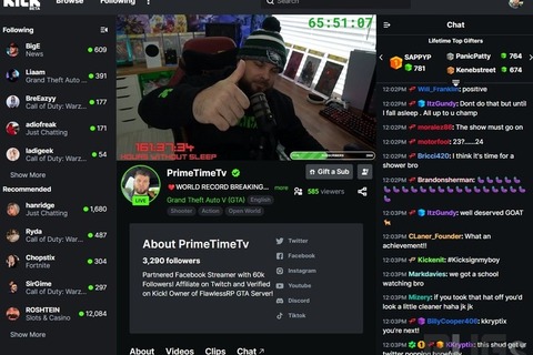 約7日間（164時間）寝ずに配信を続けるストリーマーが現る…Twitchでは自傷行為であるとして禁止されている行為 画像