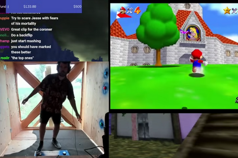 ステージクリアするまで出られません!?平衡感覚を失う“回転する部屋”で、『マリオ64』にチャレンジする海外ストリーマー現る 画像