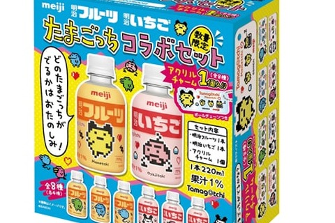 「たまごっち」まめっち、おやじっちなど全8種のアクリルチャームが可愛い!「明治フルーツ・いちご」コラボパッケージが数量限定発売 画像
