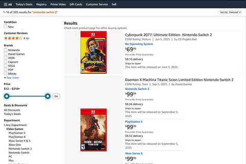 米国Amazonは「スイッチ2」を販売しない!?サードパーティー作は並ぶものの、任天堂ソフト・ハード共にマーケットプレイス出品のみ 画像