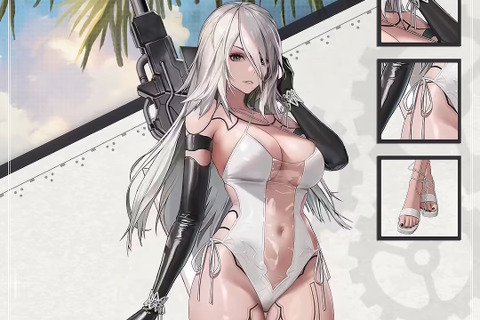 2Bだけじゃない…A2の水着衣装もムチムチセクシー!『勝利の女神:NIKKE』×『ニーア』コラボ復刻の新コスチュームが指揮官を惑わす 画像