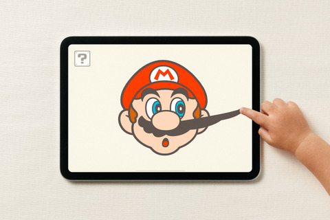 『スーパーマリオ64』の顔いじりが小さな子向けに無料アプリ化!?さわって遊ぶおもちゃのような『かおマリオ』が8月26日配信 画像