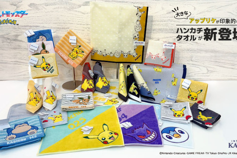 ピカチュウ、イーブイなどが可愛くデザイン！『ポケモン』新作ハンカチが販売中―アップリケ刺繡のタオルハンカチも 画像