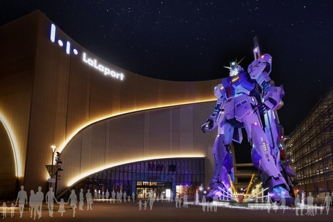 福岡・実物大ν（ニュー）ガンダム立像、「閃光のハサウェイ」テーマでライトアップ！“Ξガンダム”カラーリング＆小野賢章ら点灯式登壇 画像