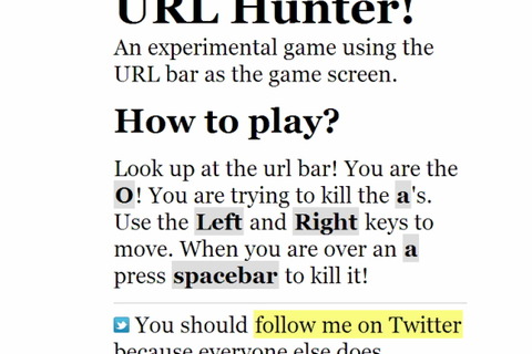 元マクシスが作った、URLバーを使ったゲーム「URL Hunter」  画像