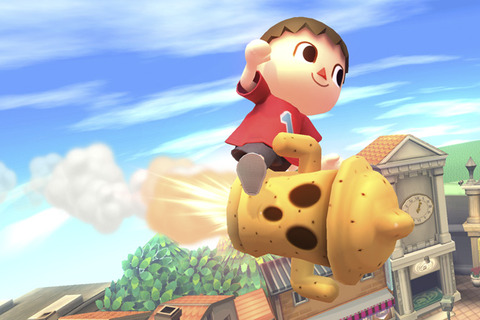 『大乱闘スマッシュブラザーズ for 3DS/Wii U』はにわに乗って復帰？「むらびと」の新たなアクション 画像