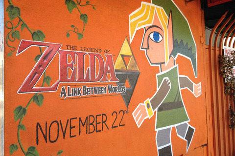 『ゼルダの伝説 神々のトライフォース2』に登場する「壁画リンク」がゲームショップの壁に登場 画像
