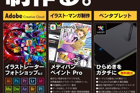 家にソフトやペンタブがなくても絵が描ける!ネカフェ「アイ・カフェ」にメディバンペイント&ワコム製ペンタブが導入 画像