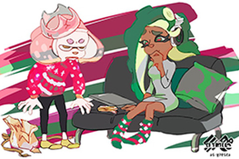 『スプラトゥーン2』ヒメもイイダもちょっとガッカリ…？海外フェス「ダサい セーター vs ソックス」のイラストが公開 画像