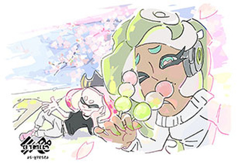 『スプラトゥーン2』「どっちを選ぶ？ 花 vs 団子」のイメージイラストを公開！ 画像