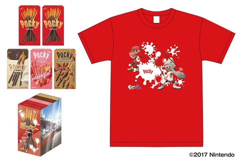 『スプラトゥーン2』×「ポッキー」フェスを応援するコラボグッズが登場！ オリジナルTシャツとポッキーがセットに 画像