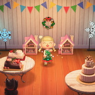『あつまれ どうぶつの森』でもクリスマスパーティ！お家イルミネーションにうっとり、まねきねこと恐竜はケーキ早食い対決？