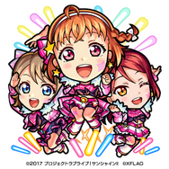 「ラブライブ！サンシャイン!!×モンスト」2 年生ボール絵（衣装解放の獣神化後）（C）2017 プロジェクトラブライブ！サンシャイン!!（C）XFLAG