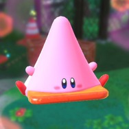 『星のカービィ ディスカバリー』「ほおばりヘンケイ」がカワイイぞ！ カービィってここまで伸びるの!?