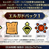 『モンハンライズ：サンブレイク』販売数が全世界300万本達成！記念アイテムパックを7月14日配信へ
