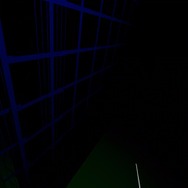 暗くて全然わかんないけど、本当はMRで現実の部屋の壁に沿って、CGの壁を設定しています。