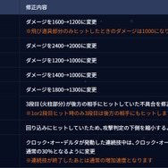 全体的なコンボダメージの調整内容。