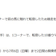 JRA公式サイト「開催競馬場・今日の出来事（6月22日（日曜））」より