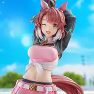笑顔でストレッチ！『ウマ娘』勝負服姿の「ダンツフレーム」フィギュアが予約開始ー表情差し替えパーツにはウインクも