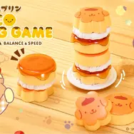 「ポムポムプリン」プリンを積み上げるバランスゲームが登場！ピースの表面は可愛いおかお、裏面にはおしりをデザイン