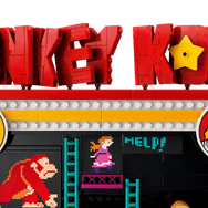 懐かしのアーケードゲーム『ドンキーコング』がレゴに！タルが転がり、ジョイスティックでジャンプマンを操作するアクションギミック搭載