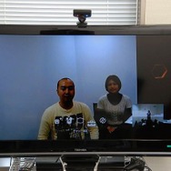 テレビ会議で参加したヘキサドライブの中山徹氏（プログラマー・画面左）