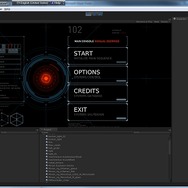 ユニティエディタ上でStarshipDemoのFlashで作成されたスタートメニューを実行