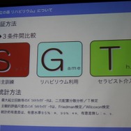 自主訓練、セラピストと一緒に、そしてリハビリウム利用時の3パターンで比較