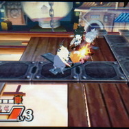 ステージは奥行きのある3D画面になっていて、キャラクターを速く動かしてもカメラワークが乱れたりすることなくプレイできます。また、LRボタンでカメラのズームイン、アウトも可能です。