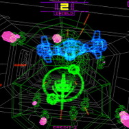 ボスも、ワイヤーフレームによって描画。通常の敵よりも耐久力があり、熱いバトルが楽しめます。