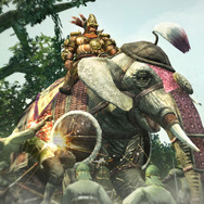 孟獲の得意武器は鬼神手甲。写真は象に騎乗中