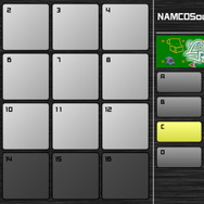 ナムコのゲームタイトルごとに、BGMや効果音が画面上のボタンに割り当てられています。