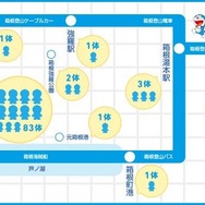 ドラえもんフィギアの設置駅と数