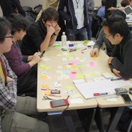 ブレインストーミングの様子。ざっくばらんに思いついたことをアイディアとして出し合います