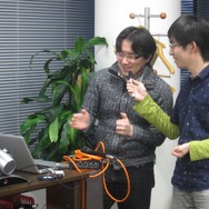 「SpaceOcean」でデモプレイする及川進氏（CRI・ミドルウェア）