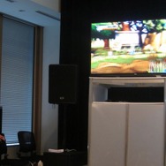 会場では薄型テレビでゲームのデモが行われた(画面は開発中のもの)