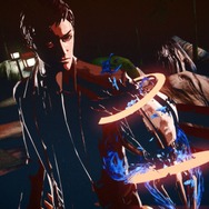 隠されたアイテムを探すモンド。近づくと、左腕武器“マッセルバック”が反応する