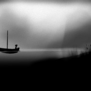 川を渡る少年。先になにがあるのだろうか