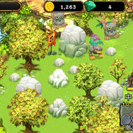 島は木や岩だらけ。コインを使って撤去すると、モンスターやデコレーションの設置場所が増えます。